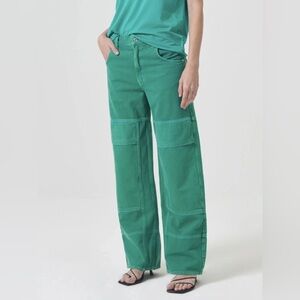 EXCELLENT AGOLDE TANIS UTILITY CARGO JEANS, AIR FRESHENER GREEN, SIZE 32